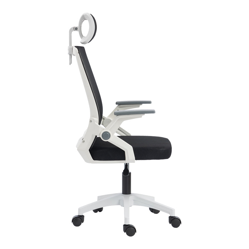 Scaun de birou Plymot, 48x58x112-122 cm - Alb