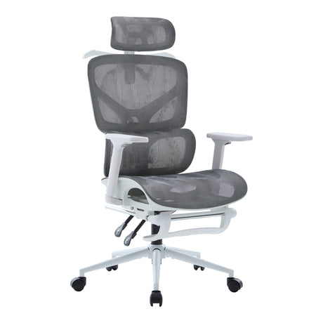Scaun de birou directorial Vigo, Gri - Alb, 52x70x124 cm