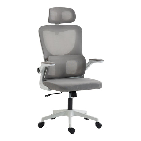 Scaun de birou directorial Mainz, Alb - Gri, 50x60x122 cm