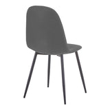 Scaun Bella, Stofa, picioare metalice negre, 44x55x85 cm - Scaun Bella, Stofa, picioare metalice negre, 44x55x85 cm, Negru-Gri, vedere frontală, metal, stofă, pentru living sau bucătărie