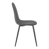 Scaun Bella, Stofa, picioare metalice negre, 44x55x85 cm - Scaun Bella, Stofa, picioare metalice negre, 44x55x85 cm, Negru-Gri, vedere laterală, metal, stofă, pentru living sau bucătărie