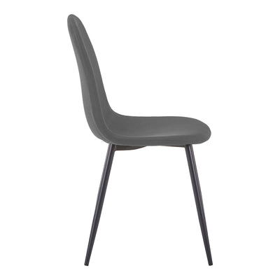 Scaun Bella, Stofa, picioare metalice negre, 44x55x85 cm, Negru-Gri, vedere laterală, metal, stofă, pentru living sau bucătărie