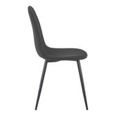 Scaun Bella, Stofa, picioare metalice negre, 44x55x85 cm, Negru-Antracit, vedere laterală, metal, stofă, pentru living sau bucătărie