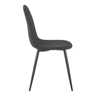 Scaun Bella, Stofa, picioare metalice negre, 44x55x85 cm, Negru-Antracit, vedere laterală, metal, stofă, pentru living sau bucătărie