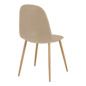 Scaun Bella, Stofa, picioare metalice cu finisaj natural, 44x55x85 cm, Bej, vedere frontală, metal, stofă, pentru living sau bucătărie