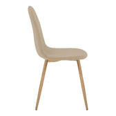 Scaun Bella, Stofa, picioare metalice cu finisaj natural, 44x55x85 cm, Bej, vedere laterală, metal, stofă, pentru living sau bucătărie