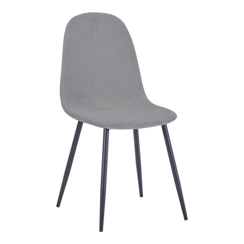 Scaun Bella, Catifea, picioare metalice negre, 44x55x85 cm - Scaun Bella, Catifea, picioare metalice negre, 44x55x85 cm, Negru-Gri, imagine principală, metal, stofă, catifea, pentru living sau bucătărie