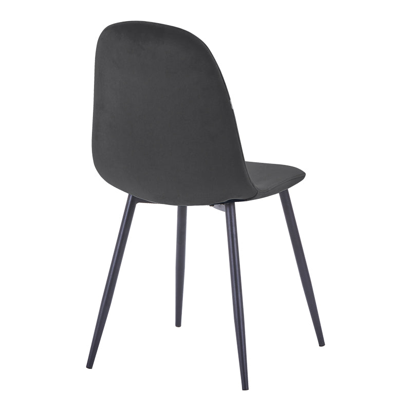 Scaun Bella, Catifea, picioare metalice negre, 44x55x85 cm - Scaun Bella, Catifea, picioare metalice negre, 44x55x85 cm, Negru, vedere frontală, metal, stofă, catifea, pentru living sau bucătărie
