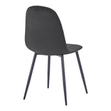 Scaun Bella, Catifea, picioare metalice negre, 44x55x85 cm - Scaun Bella, Catifea, picioare metalice negre, 44x55x85 cm, Negru, vedere frontală, metal, stofă, catifea, pentru living sau bucătărie