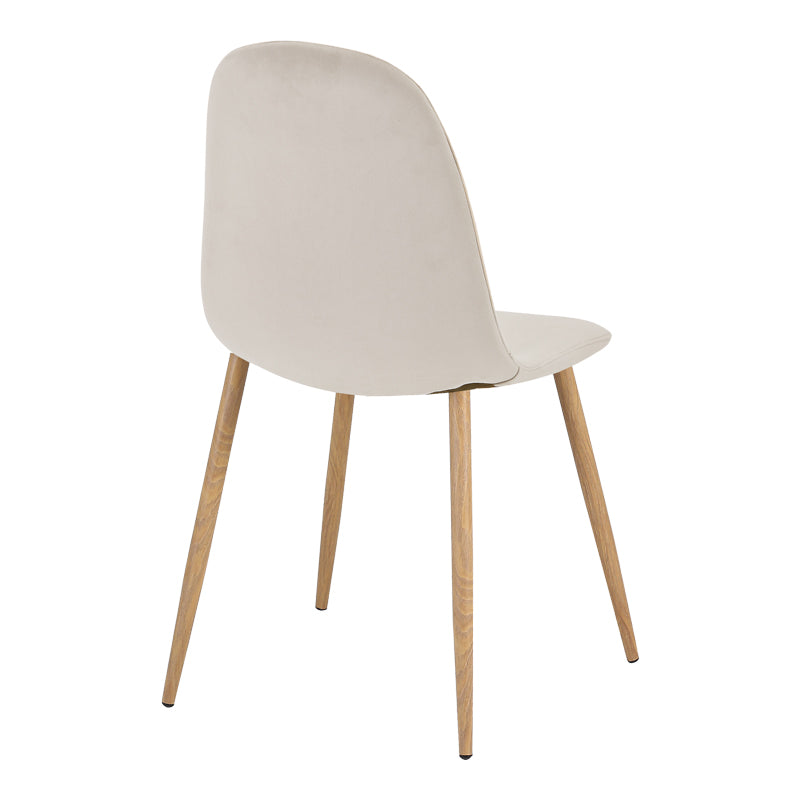 Scaun Bella, Catifea, picioare metalice cu finisaj natural, 44x55x85 cm - Scaun Bella, Catifea, picioare metalice cu finisaj natural, 44x55x85 cm, Bej, vedere frontală, metal, stofă, catifea, pentru living sau bucătărie