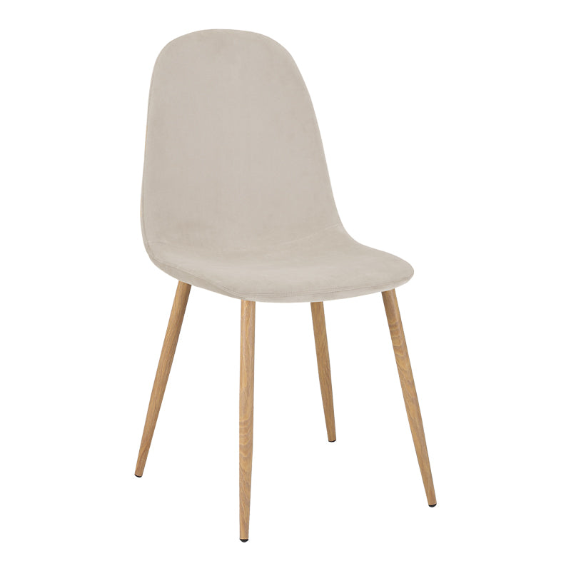 Scaun Bella, Catifea, picioare metalice cu finisaj natural, 44x55x85 cm - Scaun Bella, Catifea, picioare metalice cu finisaj natural, 44x55x85 cm, Bej, imagine principală, metal, stofă, catifea, pentru living sau bucătărie