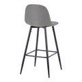 Scaun de bar Bella, Stofa, picioare metalice negre, 42x49x98 cm, Negru-Gri, vedere frontală, metal, stofă, PP, pentru locuință