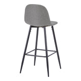 Scaun de bar Bella, Stofa, picioare metalice negre, 42x49x98 cm - Scaun de bar Bella, Stofa, picioare metalice negre, 42x49x98 cm, Negru-Gri, vedere frontală, metal, stofă, PP, pentru locuință