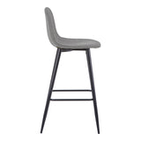 Scaun de bar Bella, Stofa, picioare metalice negre, 42x49x98 cm - Scaun de bar Bella, Stofa, picioare metalice negre, 42x49x98 cm, Negru-Gri, vedere laterală, metal, stofă, PP, pentru locuință