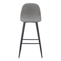 Scaun de bar Bella, Stofa, picioare metalice negre, 42x49x98 cm, Negru-Gri, detaliu finisaj, metal, stofă, PP, pentru locuință