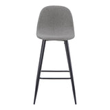 Scaun de bar Bella, Stofa, picioare metalice negre, 42x49x98 cm - Scaun de bar Bella, Stofa, picioare metalice negre, 42x49x98 cm, Negru-Gri, detaliu finisaj, metal, stofă, PP, pentru locuință