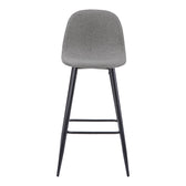 Scaun de bar Bella, Stofa, picioare metalice negre, 42x49x98 cm, Negru-Gri, detaliu finisaj, metal, stofă, PP, pentru locuință