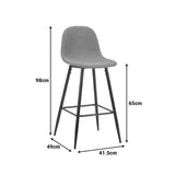 Scaun de bar Bella, Stofa, picioare metalice negre, 42x49x98 cm - Scaun de bar Bella, Stofa, picioare metalice negre, 42x49x98 cm, Negru-Gri, prezentare produs, metal, stofă, PP, pentru locuință