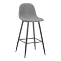 Scaun de bar Bella, Stofa, picioare metalice negre, 42x49x98 cm, Negru-Gri, imagine principală, metal, stofă, PP, pentru locuință