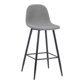 Scaun de bar Bella, Stofa, picioare metalice negre, 42x49x98 cm, Negru-Gri, imagine principală, metal, stofă, PP, pentru locuință