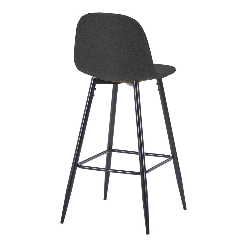 Scaun de bar Bella, Stofa, picioare metalice negre, 42x49x98 cm - Scaun de bar Bella, Stofa, picioare metalice negre, 42x49x98 cm, Negru-Antracit, vedere frontală, metal, stofă, pentru locuință