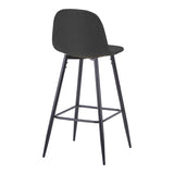 Scaun de bar Bella, Stofa, picioare metalice negre, 42x49x98 cm - Scaun de bar Bella, Stofa, picioare metalice negre, 42x49x98 cm, Negru-Antracit, vedere frontală, metal, stofă, pentru locuință