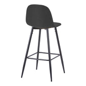 Scaun de bar Bella, Stofa, picioare metalice negre, 42x49x98 cm, Negru-Antracit, vedere frontală, metal, stofă, pentru locuință