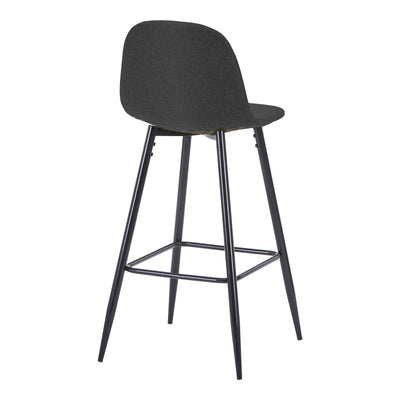 Scaun de bar Bella, Stofa, picioare metalice negre, 42x49x98 cm, Negru-Antracit, vedere frontală, metal, stofă, pentru locuință