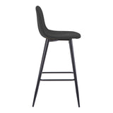 Scaun de bar Bella, Stofa, picioare metalice negre, 42x49x98 cm - Scaun de bar Bella, Stofa, picioare metalice negre, 42x49x98 cm, Negru-Antracit, vedere laterală, metal, stofă, pentru locuință