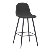 Scaun de bar Bella, Stofa, picioare metalice negre, 42x49x98 cm, Negru-Antracit, imagine principală, metal, stofă, pentru locuință