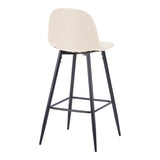Scaun de bar Bella, Stofa, picioare metalice negre, 42x49x98 cm - Scaun de bar Bella, Stofa, picioare metalice negre, 42x49x98 cm, Negru, vedere frontală, metal, stofă, pentru locuință
