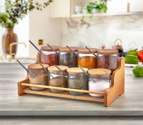 Set borcan de condimente și rafturi de bucătărie, 33.3x16.3x17.5 cm