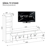 COMODA TV Simal - White, Cordoba, Alb, 149 x 171 x 32 cm