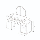 Masa de machiaj Adore Dior, 3 sertare cu oglinda, Crem, 108x130x47 cm, foto produs 6