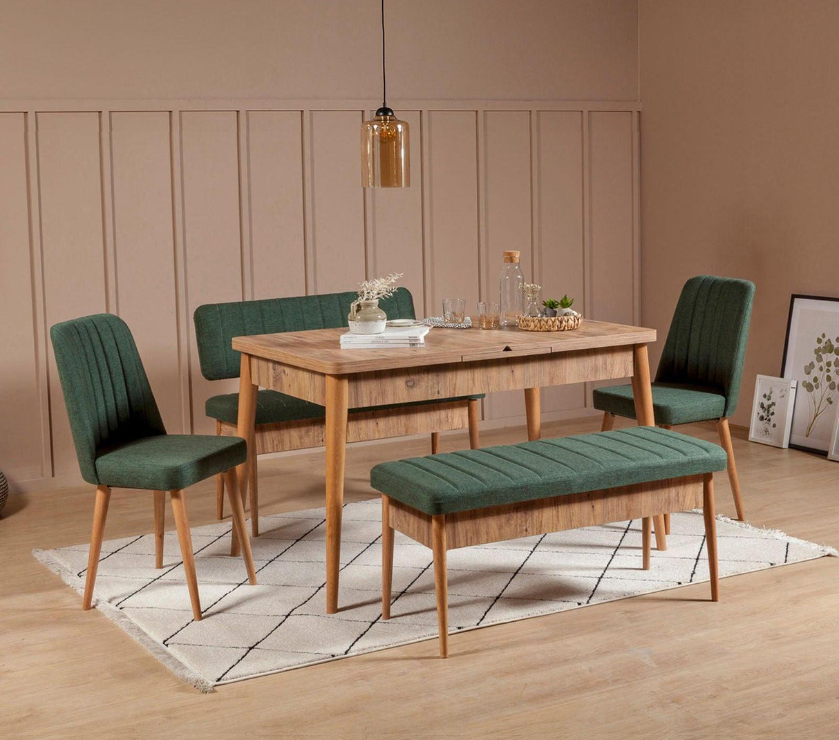 Set Masa Dining și scaune (4 bucăți) Anvi, 129x75x80 cm