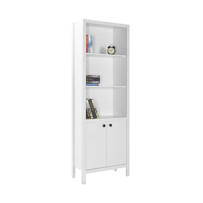Biblioteca Adore Rustic cu 5 raffturi si usi, Alb, 66 x 196 x 32 cm