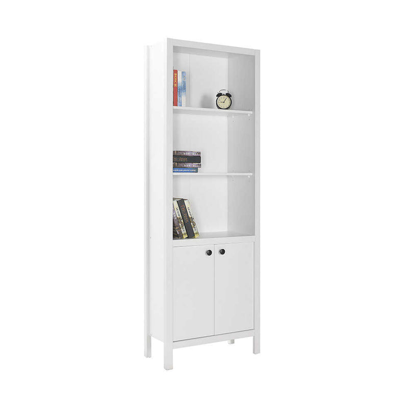 Biblioteca Adore Rustic cu 5 raffturi si usi, Alb, 66 x 196 x 32 cm