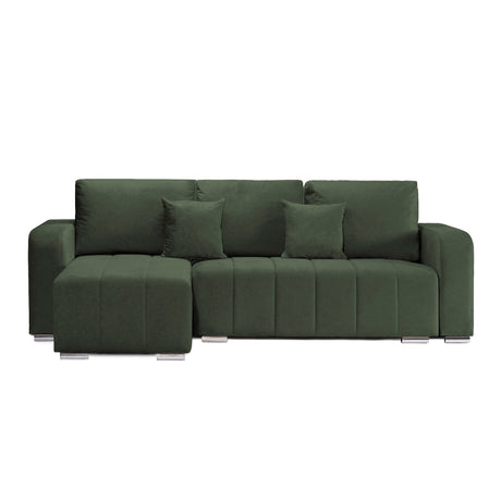 Coltar Extensibil 3 locuri Armando, cu ladă de depozitare, Verde - Gri, 240x147x85 cm