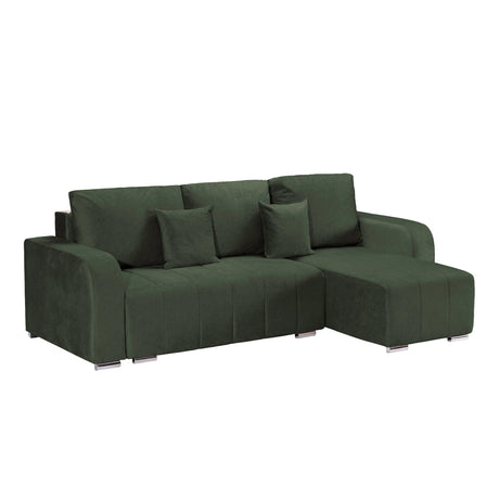 Coltar Extensibil 3 locuri Armando, cu ladă de depozitare, Verde - Gri, 240x147x85 cm