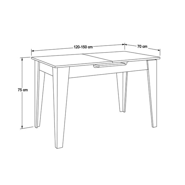 Masă Dining Adore, Design Modern, Extensibilă, 120–150 cm, 120x70x75 cm