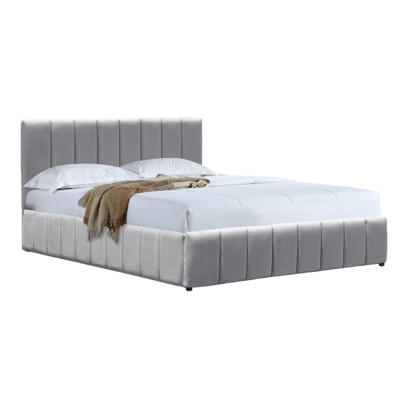 Pat cu spatiu de depozitare Snuggle, Bej - Gri, 160x200 cm - Gri