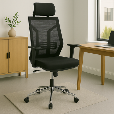 Scaun de birou pentru manager Commend, neagra, 50x 50 x 114 - 124 cm