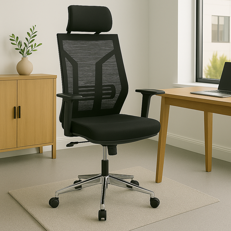 Scaun de birou pentru manager Commend, neagra, 50x 50 x 114 - 124 cm