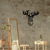 Accesoriu metal decorativ de perete Deer Metal Decor, Negru, 1x49x50 cm