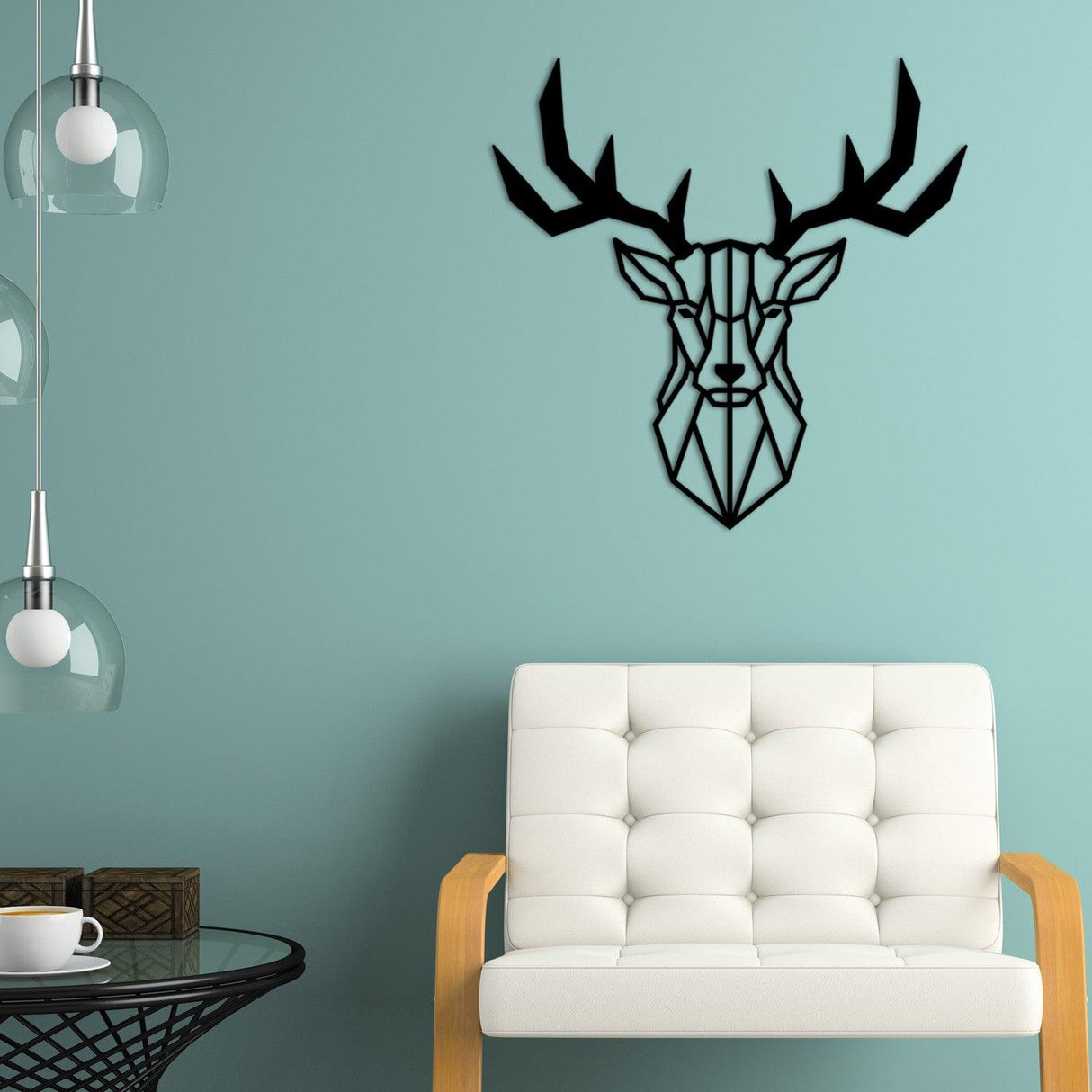 Accesoriu metal decorativ de perete Deer2 Metal Decor, Negru, 1x51x51 cm