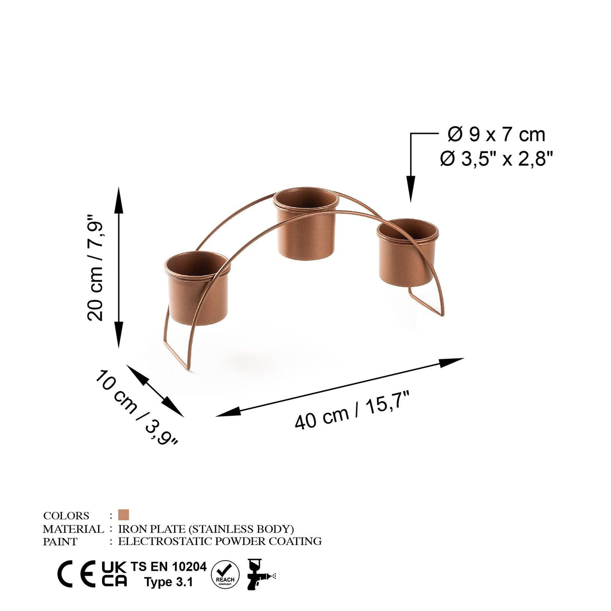 Accesoriu metalic decorativ Decorative Metal Accessory Antonio 2, Cupru, 9 cm