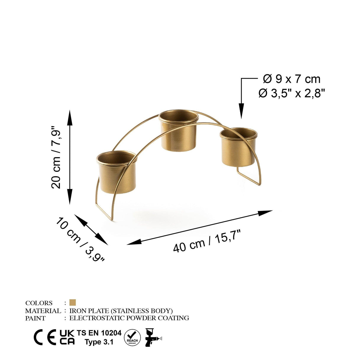 Accesoriu metalic decorativ Decorative Metal Accessory Classic 1, Aur, 9 cm