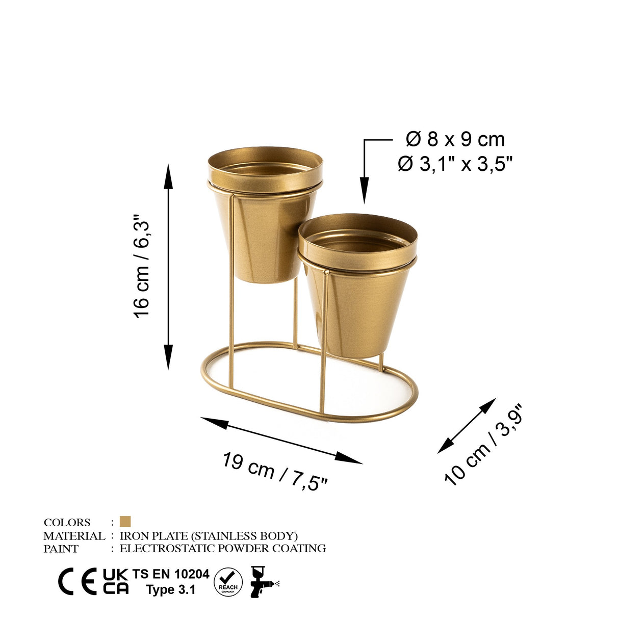Accesoriu metalic decorativ
 GED-015, Aur, 10x16x19 cm