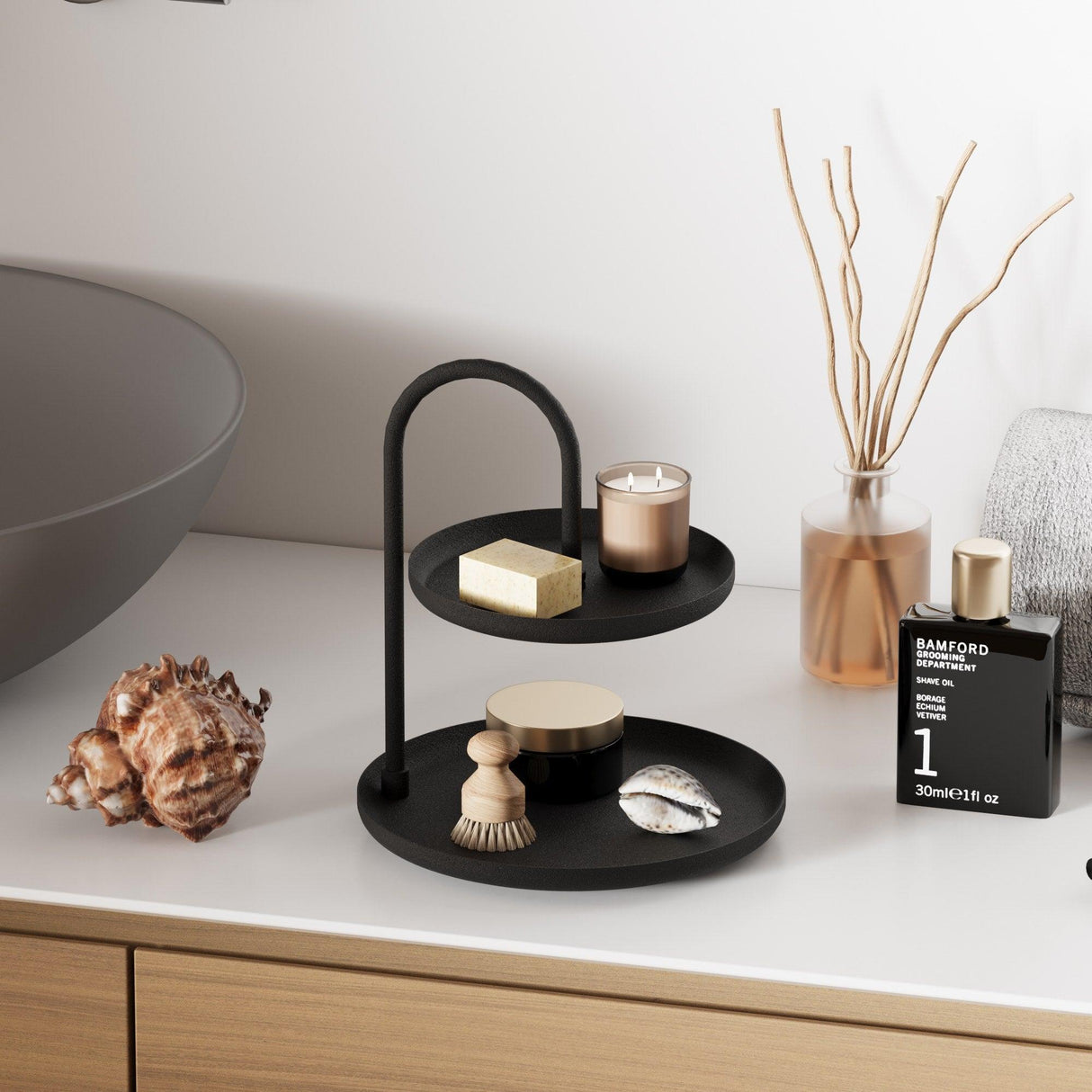 Accesoriu metalic decorativ Kormen, Negru, 20x21 cm