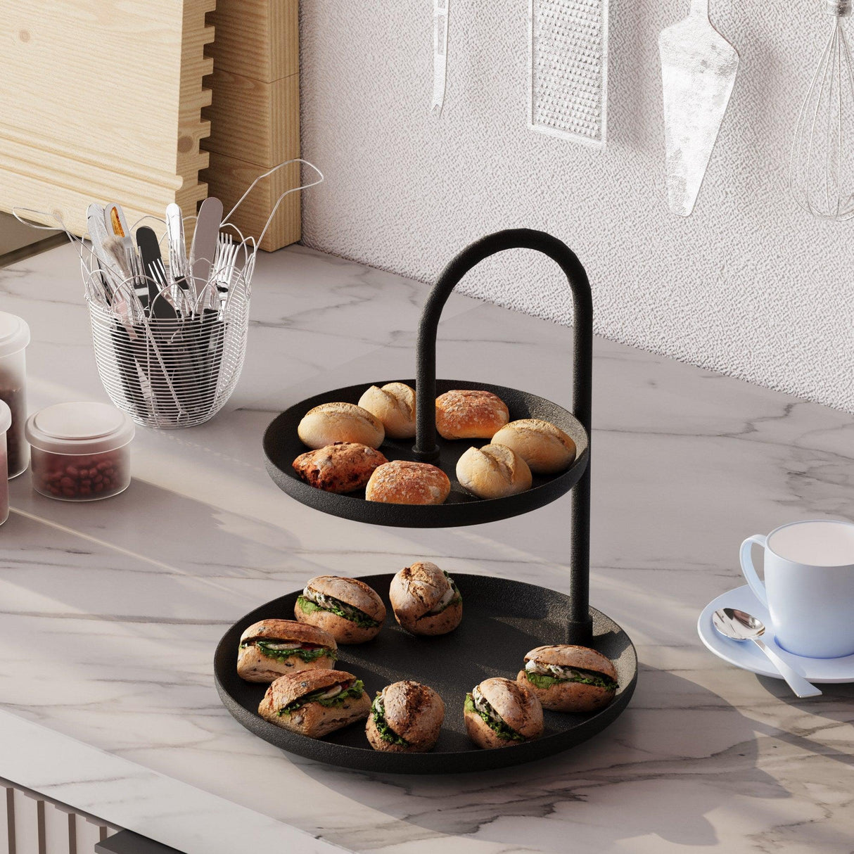 Accesoriu metalic decorativ Kormen, Negru, 20x21 cm